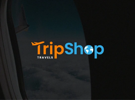 Travel agency plane-globe logo.